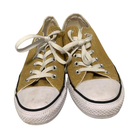 Converse Chuck Taylor All Star Womens Sz 7 Gold Sparkle 549678F Bling Lace Tie U - Picture 4 of 6